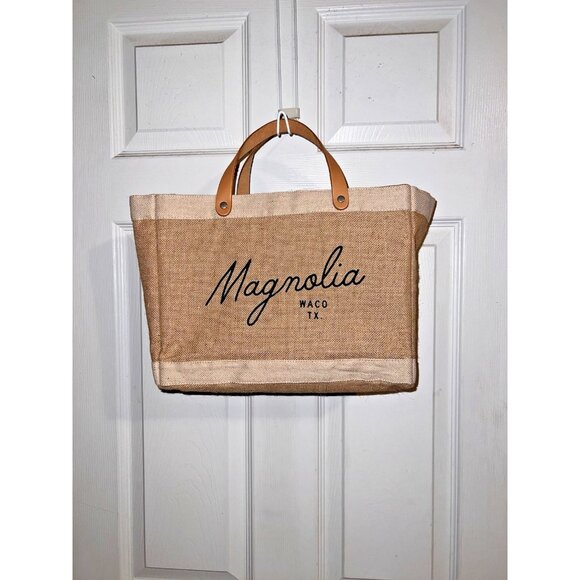 MAGNOLIA Script Market Tote Bag Joanna Gaines Waco Texas Global Citizen Jute - Picture 3 of 15